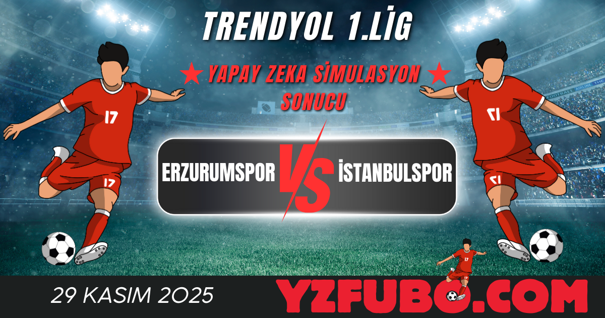 Erzurumspor - İstanbulspor Trendyol 1.Lig Yapay Zeka Simulasyon Sonucu 29 Kasım 2025