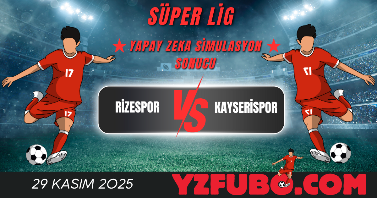 Rizespor - Kayserispor Süper Lig Yapay Zeka Simulasyon Sonucu 29 Kasım 2025