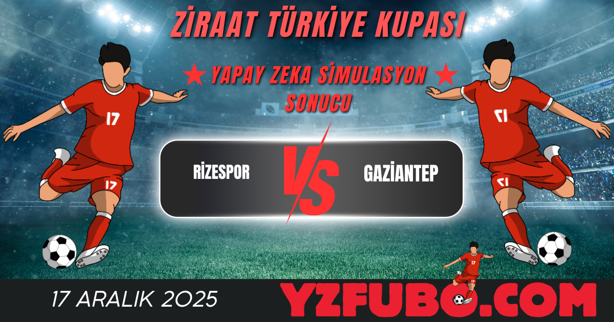 Rizespor - Gaziantep Ziraat Türkiye Kupası Yapay Zeka Simulasyon Sonucu 17 Aralık 2025